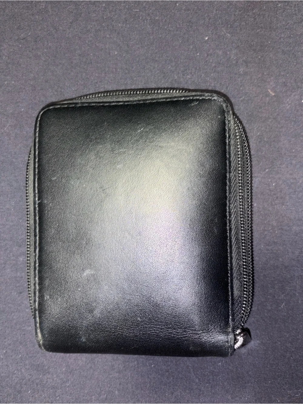 Brookstone Black Zip-Around Compact Leather Wallet